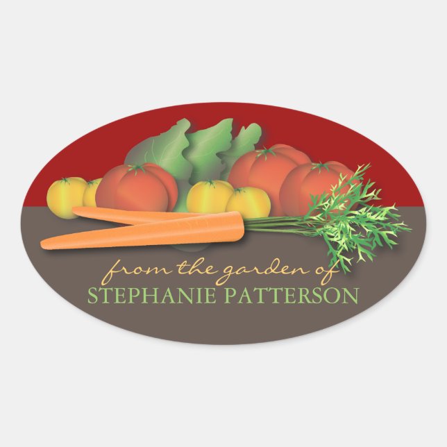 Oval Produtos Hortícolas Frescos Do Adesivo Rótulo Do J (Frente)