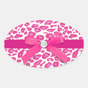 Oval Selante de Adesivo de Envelope de Leopardo Rosa Ch