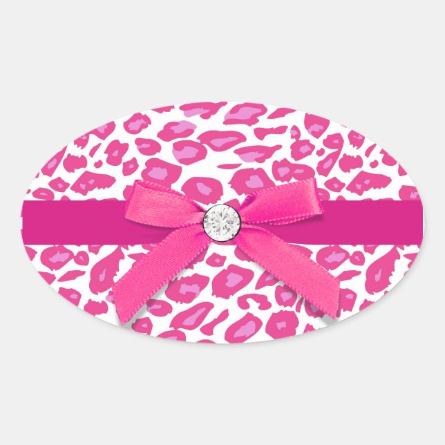 Oval Selante de Adesivo de Envelope de Leopardo Rosa Ch (Frente)