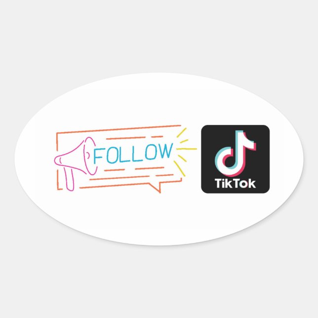 Oval subscrever o meu adesivo do canal Tiktok (Frente)