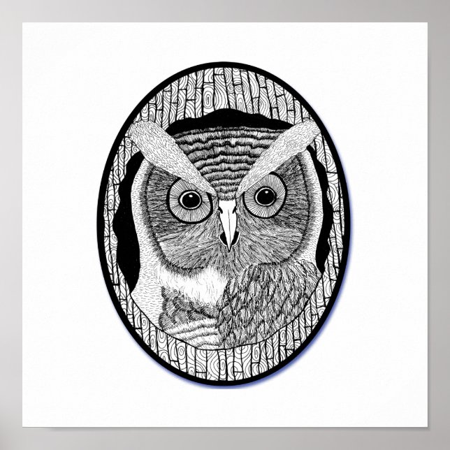 Oval Tree Owl Poster (Frente)