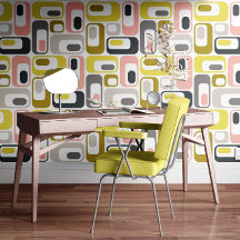 Ovals Mod Retro Mostarda Amarelo Rosa Cinza Bege