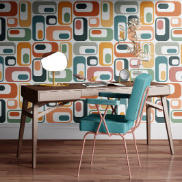 Ovals Mod Retro Verde Salvia Ferrugem Laranja Rosa