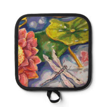 Oven Mitt e Potes - Dragonfly & Waterlilly