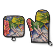 Oven Mitt e Potes - Dragonfly & Waterlilly