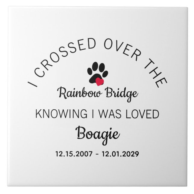 Over The Rainbow Bridge Custom White Pet Memorial (Frente)