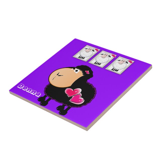 Ovinos Azulejos, Corações Rosa, Roxos (Lateral)