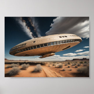 OVNI circular sobre Poster do deserto