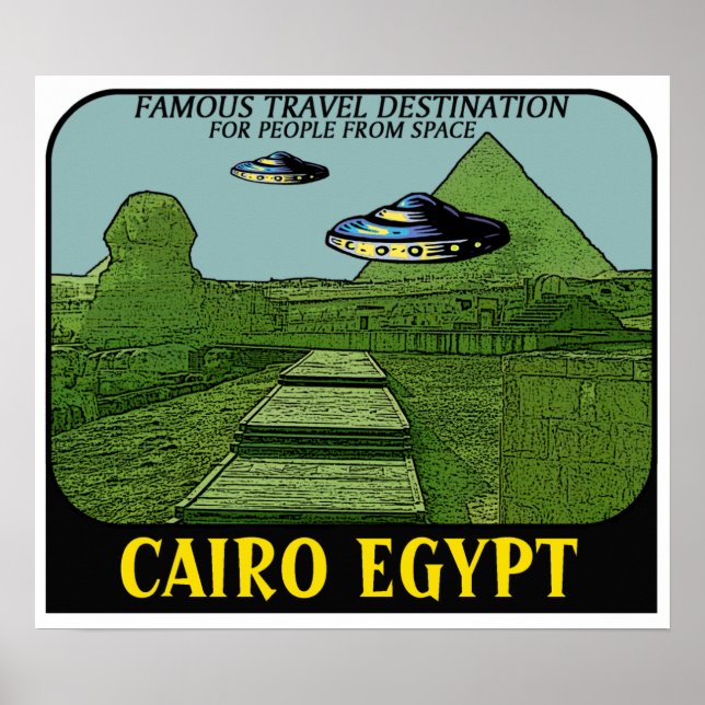 OVNI ESTÁ SOBRE O POSTER DE VIAGENS DO EGITO CAIRO (Frente)