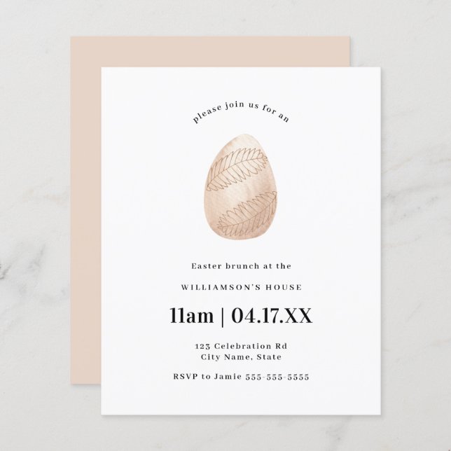 Ovo de Páscoa Simples com Cor de Água, Cor Mínima, (Frente/Verso)