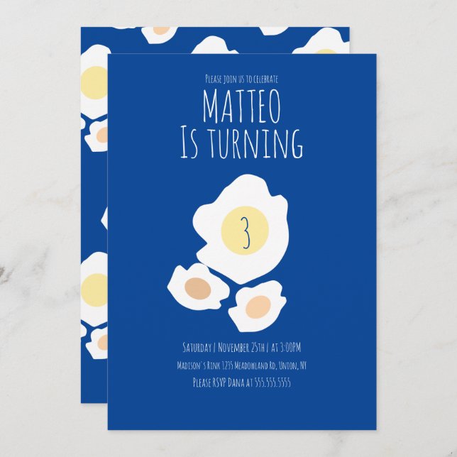 Ovo Frito Transformando Três Convite De Aniversári (Frente/Verso)