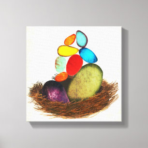 Ovos Azuis Na Canvas Colorida