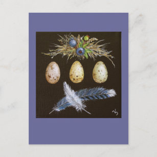 ovos de gaiola azul com cartão postal