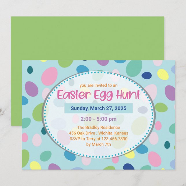 Ovos de Páscoa - Convites de festas de Páscoa (Frente/Verso)