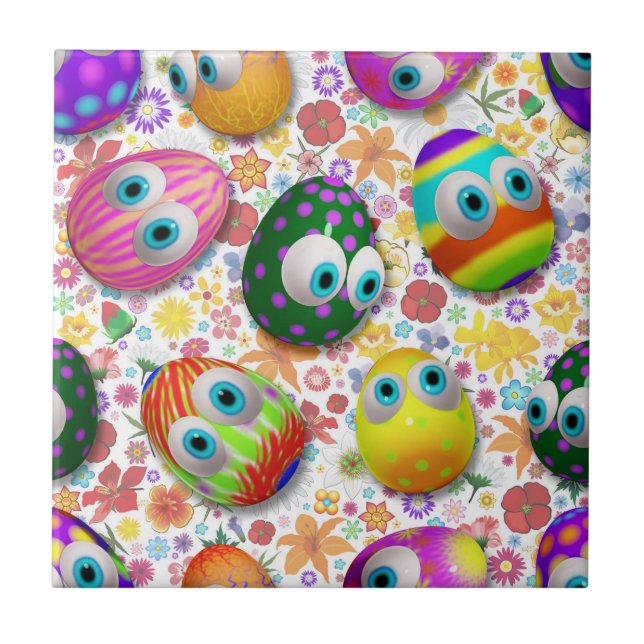 Ovos de Páscoa de desenho animado fofos e engraçad (Frente)