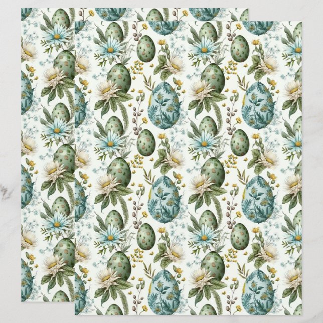 Ovos de Páscoa padrão vintage nostálgico No2 (Frente/Verso)