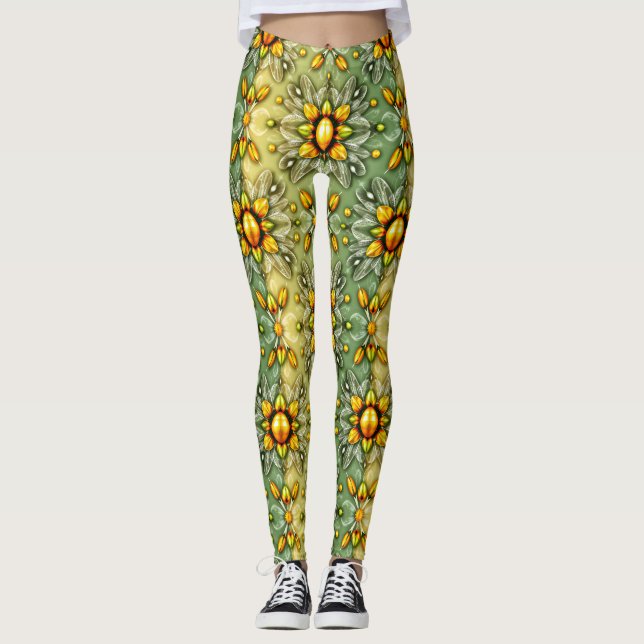 OVOS DE PÁSCOA ~ Verde Amarelo 3D ~ Leggings (Frente)