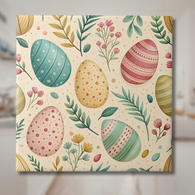 Ovos de Páscoa Vintage com Botões Florais (Criador carregado)