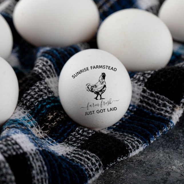 Ovos Frescos de fazenda | Carimbo Monograma Engraç (Criador carregado)