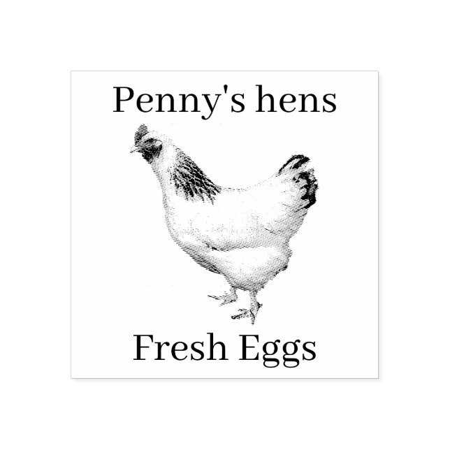 Ovos Frescos Seu Nome Galinha V2 Carimbo De Ovos (Impressão)