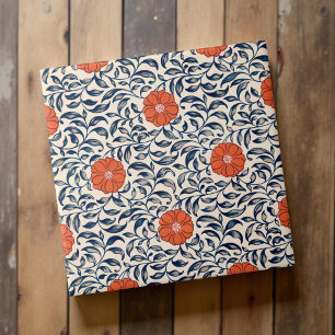 Owen Jones Red Orange Floral Pattern Vintage