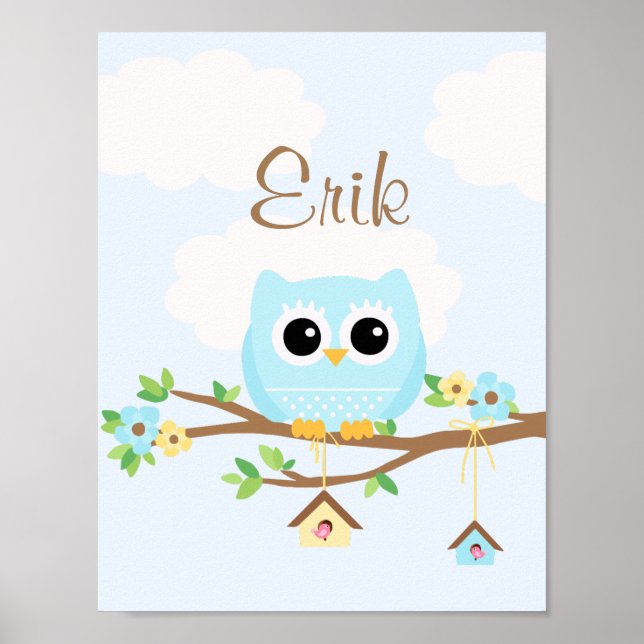 Owl Baby Boy Blue poster personalizado (Frente)