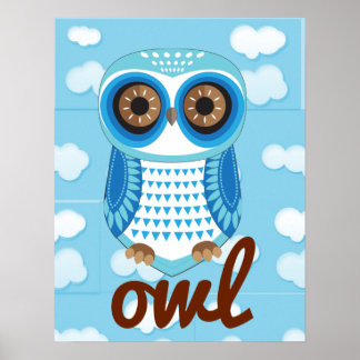 Owl Blue Poster com letra