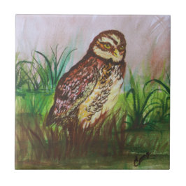 Owl in nature watercolor art