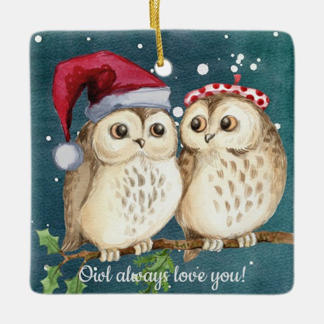 Owl Sempre Te Ama Enfeites de natal (Frente)