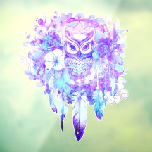 Owl Totem Dreamcatcher Floral Feather Purple Tint