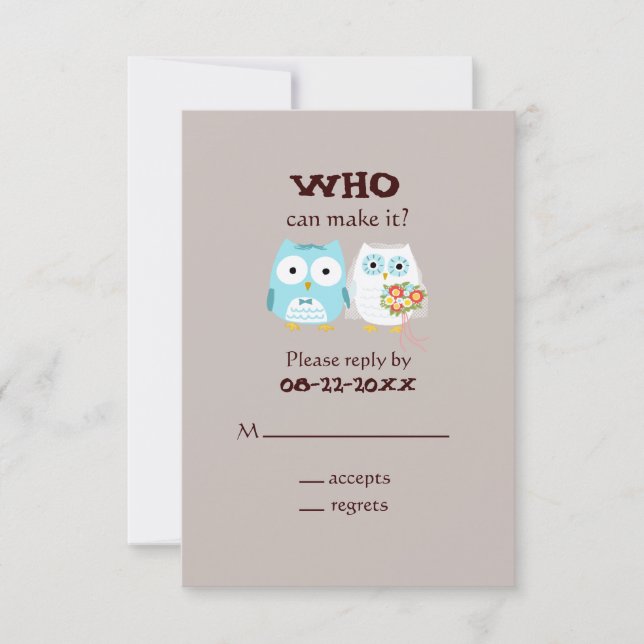 Owls Wedding RSVP - Noiva e noiva (Frente)