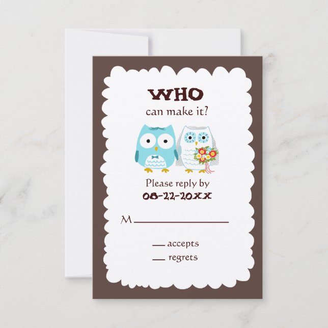 Owls Wedding RSVP - Noiva e noiva (Frente)