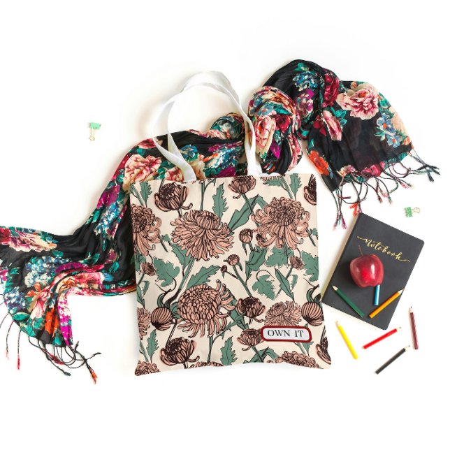 Own It Floral Aesthetic Tote Bag (Criador carregado)