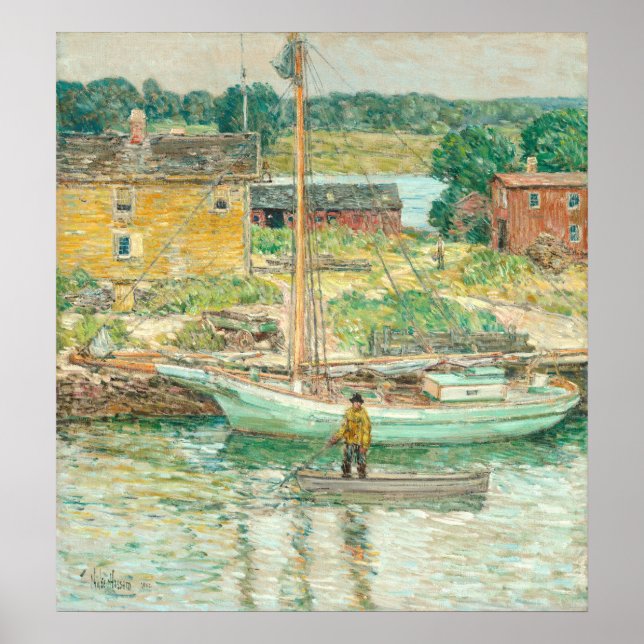 Oyster Sloop - Childe Hassam Fine Art Poster (Frente)