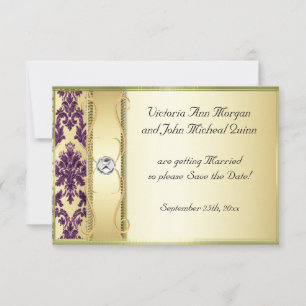 P1 Dourado Damasco roxo Guarde o Cartão de Data