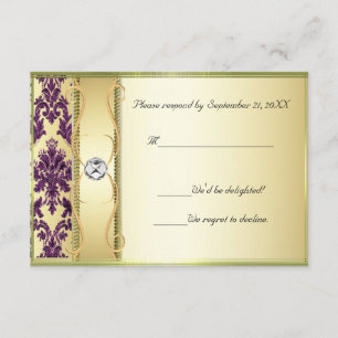 P1 Dourado na placa RSVP de Damasco Roxo