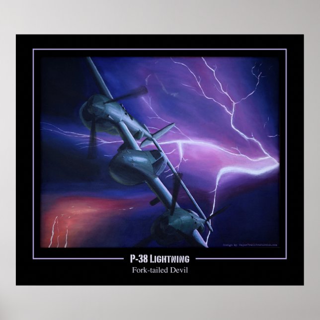 P-38 Lightning Fork-Tailed Devil Poster (Frente)