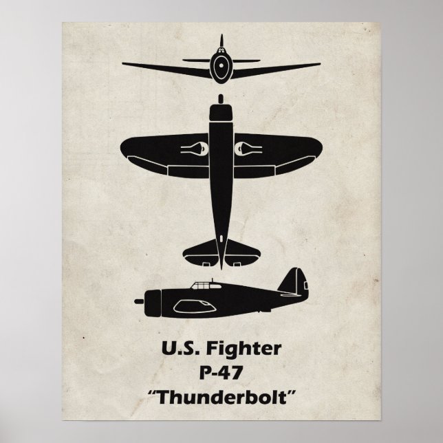 P-47 Thunderbolt Avião Poster e Decor (Frente)