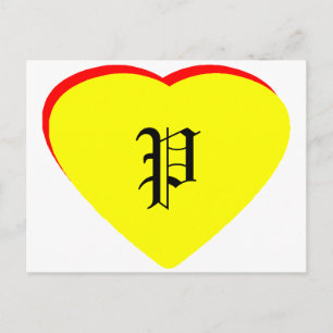 "P" Casamento Vermelho Amarelo Coração Convite O M