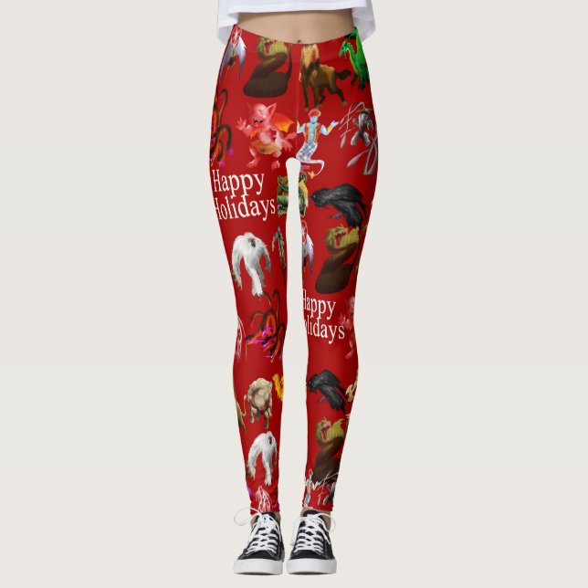 P é para leggings de Natal Phoenix (Vermelho) (Frente)