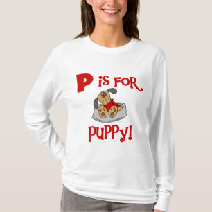P é para o camiseta e os presentes do filhote de