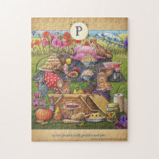 P é para Picnics Cute Mouse Alphabet Quebra-cabeça