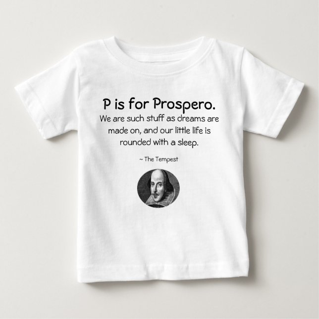 P é para Prospero ・ Uma Pequena Camisa Shakespeare (Frente)