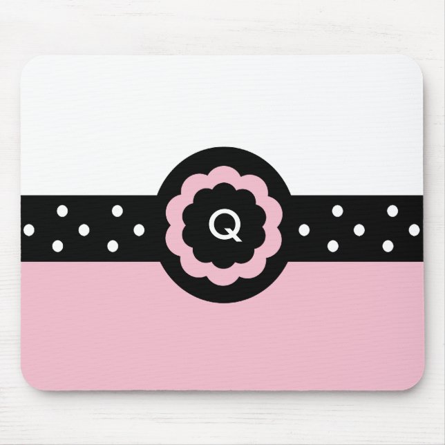 P: Monograma Q Dotado Pink & White Mousepad (Frente)