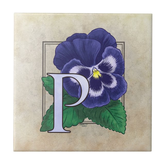 P para Monograma Floral de Flor Pansível (Frente)