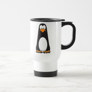 Pablo a caneca de viagem pensativa do pinguim