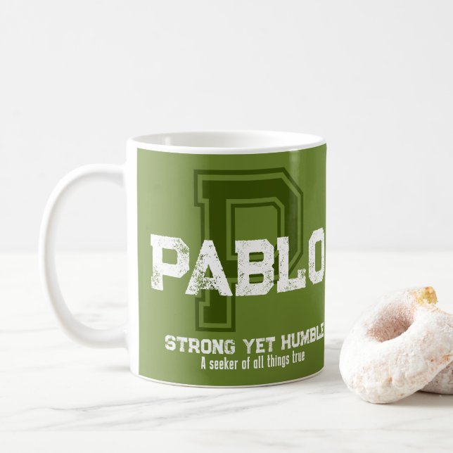 Pablo significa caneca de café verde monograma (Com Donut)