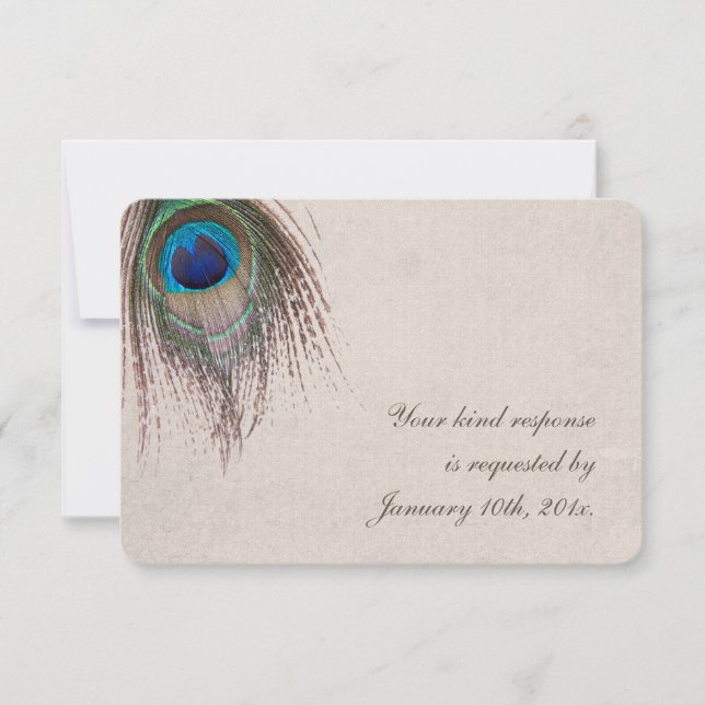 Pacock Feather Wedding RSVP (Frente)