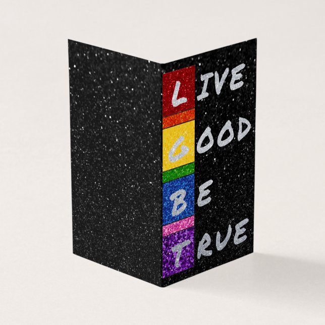 Pacote de 25 LGBT Glitter Live Good Be True Card (Exterior)