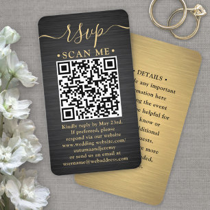 Pacote de 50 Cartões de Resposta QR RSVP Preto e D